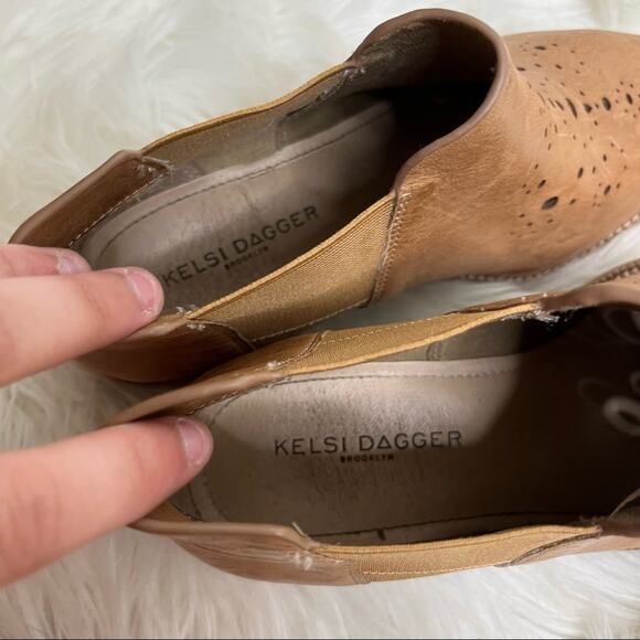 Kelsi Dagger Brooklyn Crestone Brown Leather Cut Out Ankle Booties Size 6.5